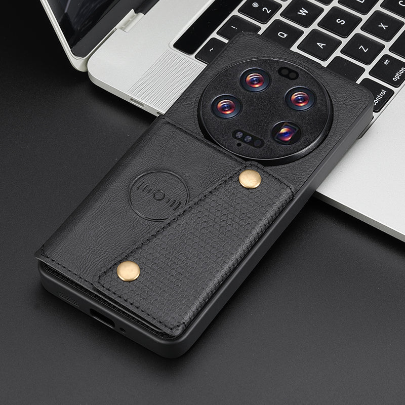 Phone Case for Xiaomi 13 Ultra Card Holder Kickstand PU Leather Coated TPU Shockproof Back Cover