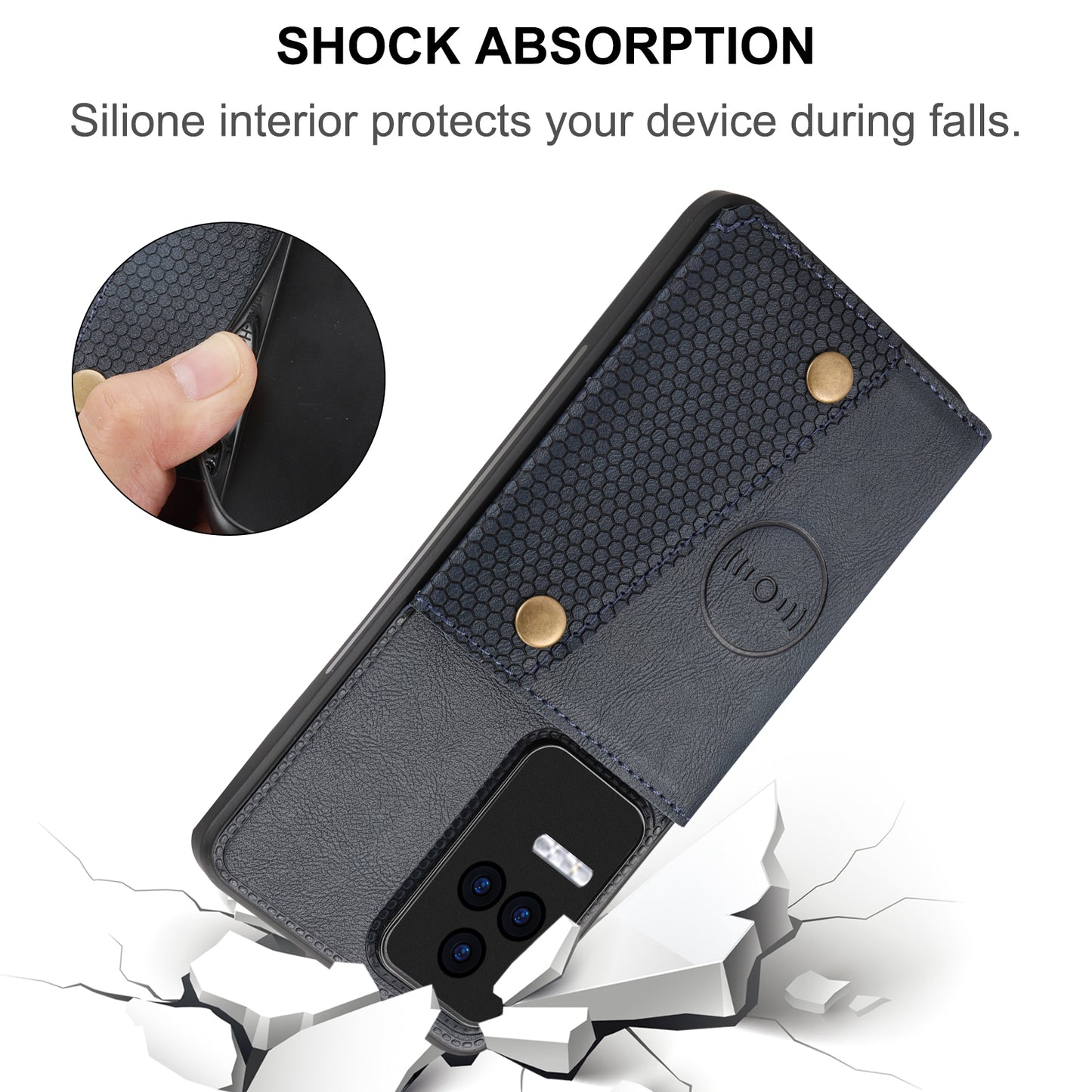For Xiaomi Redmi K40S 5G / Poco F4 5G Card Holder Kickstand PU Leather Coated TPU Anti-fall Phone Cover