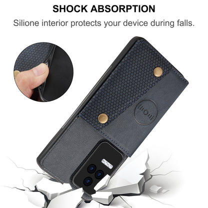 For Xiaomi Redmi K40S 5G / Poco F4 5G Card Holder Kickstand PU Leather Coated TPU Anti-fall Phone Cover
