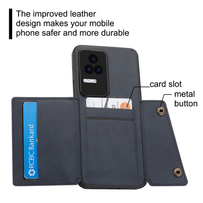 For Xiaomi Redmi K40S 5G / Poco F4 5G Card Holder Kickstand PU Leather Coated TPU Anti-fall Phone Cover