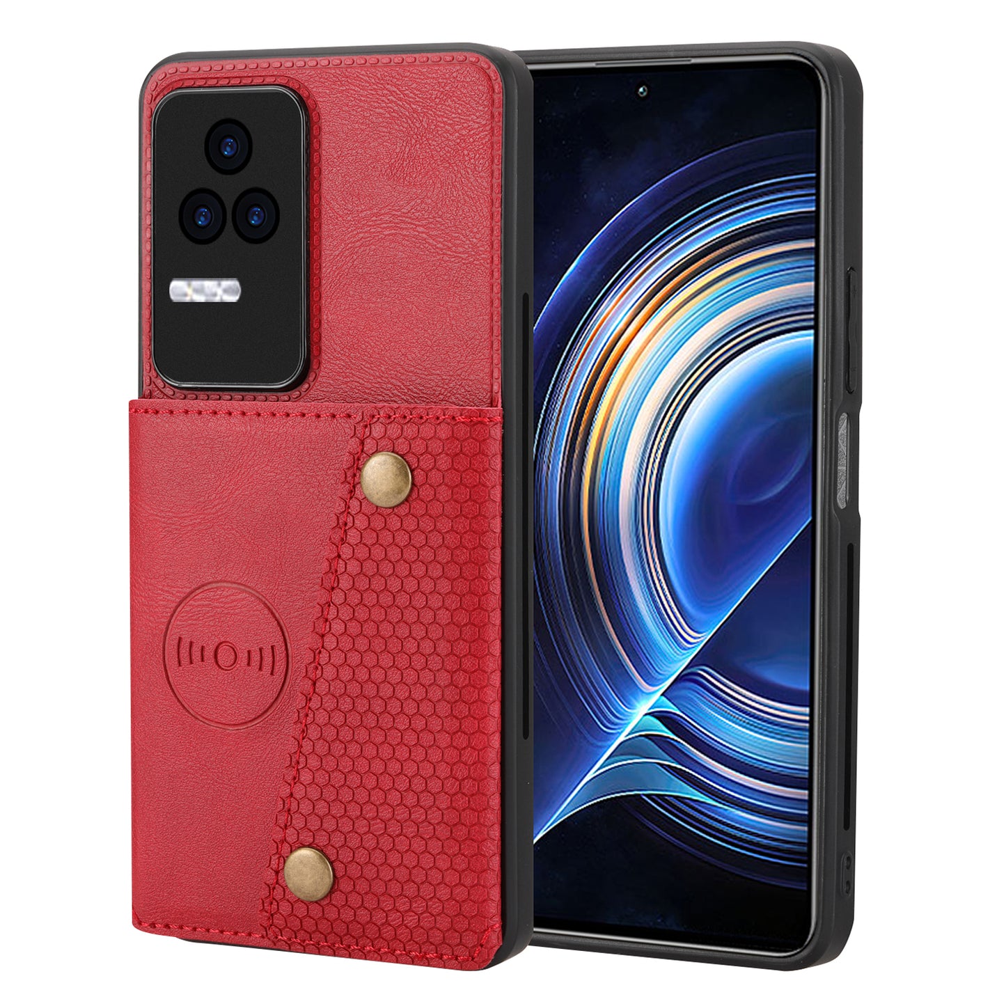 For Xiaomi Redmi K40S 5G / Poco F4 5G Card Holder Kickstand PU Leather Coated TPU Anti-fall Phone Cover