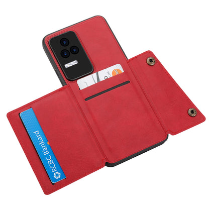 For Xiaomi Redmi K40S 5G / Poco F4 5G Card Holder Kickstand PU Leather Coated TPU Anti-fall Phone Cover