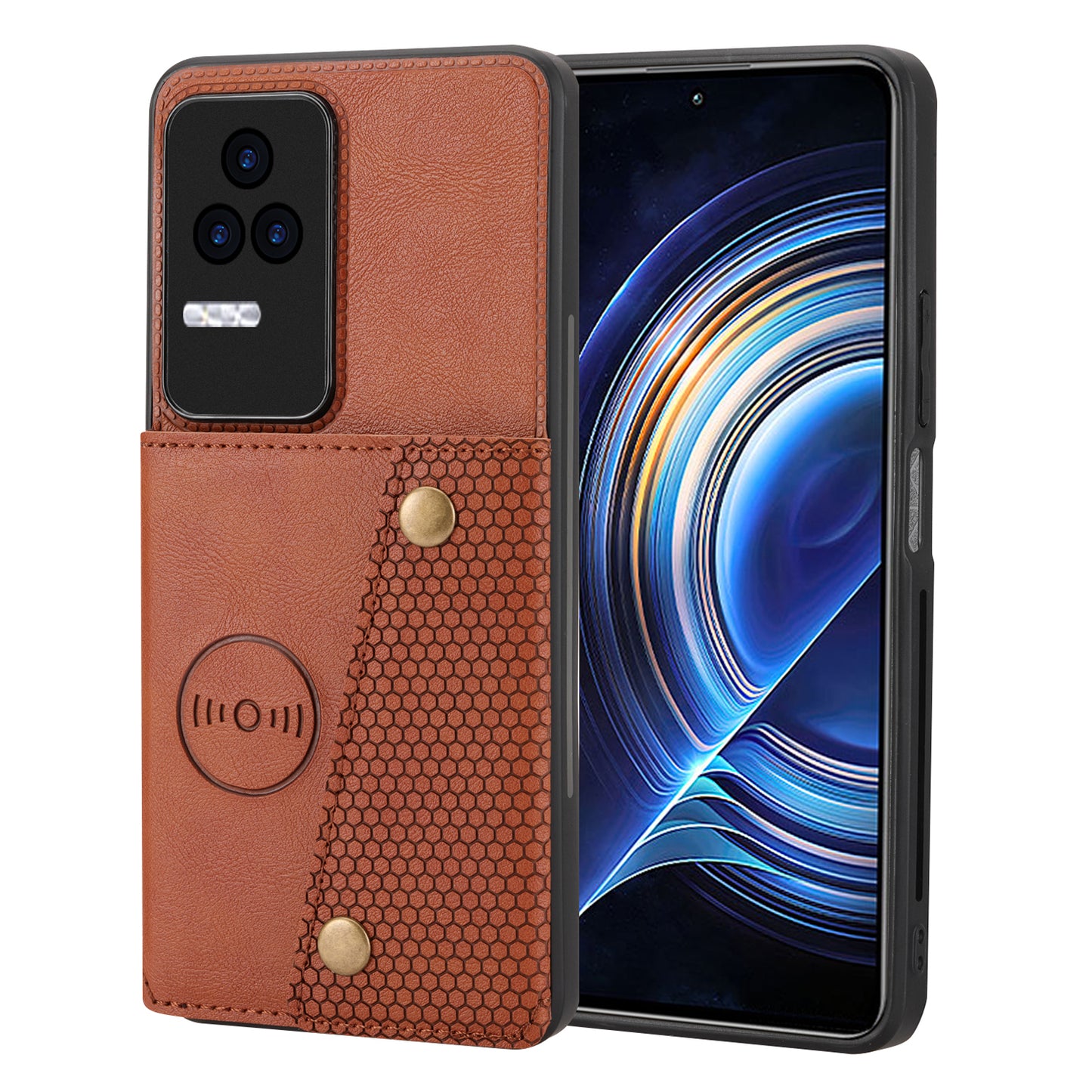 For Xiaomi Redmi K40S 5G / Poco F4 5G Card Holder Kickstand PU Leather Coated TPU Anti-fall Phone Cover