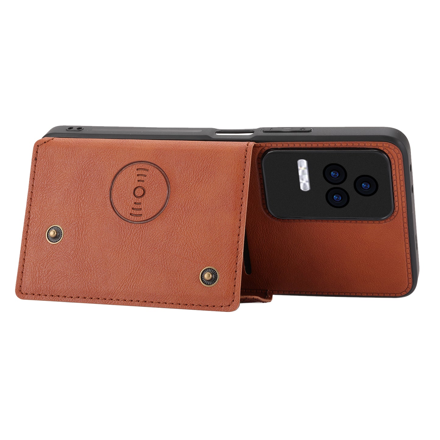 For Xiaomi Redmi K40S 5G / Poco F4 5G Card Holder Kickstand PU Leather Coated TPU Anti-fall Phone Cover