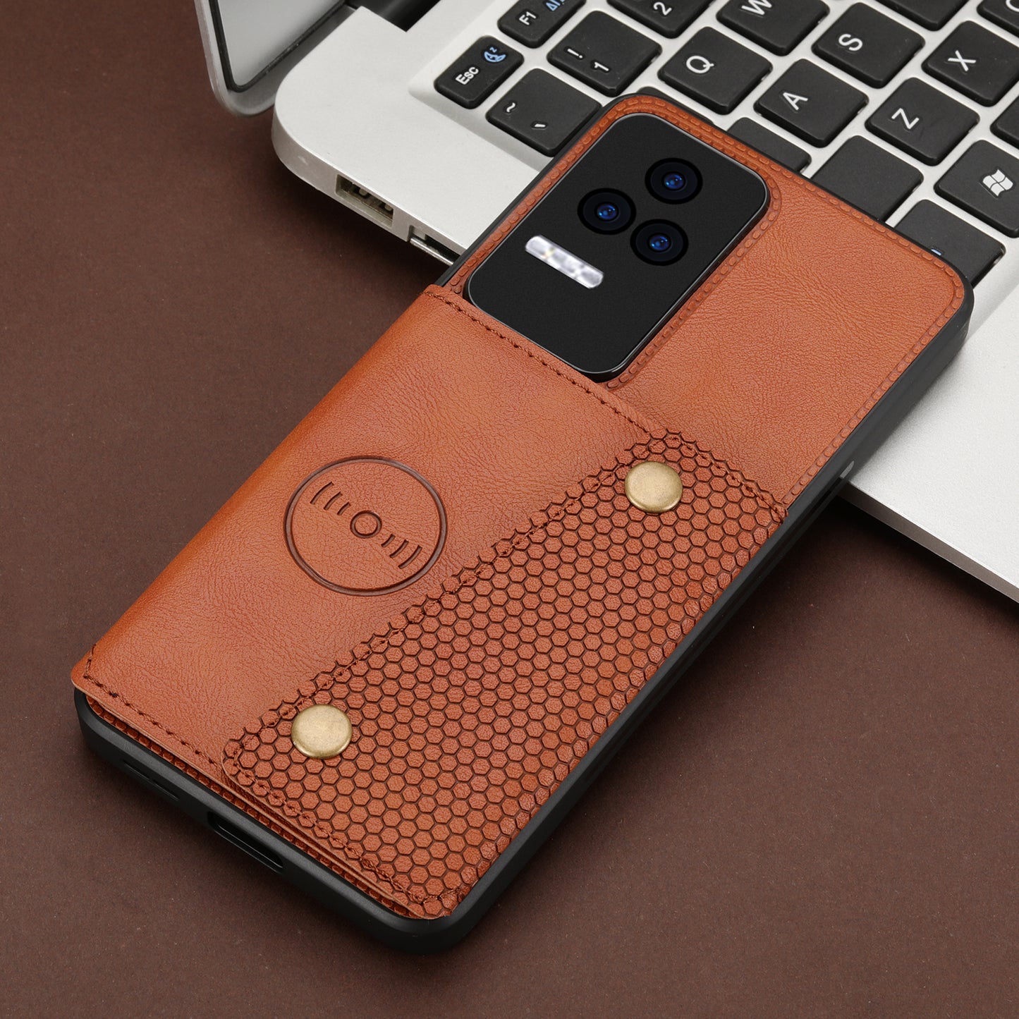 For Xiaomi Redmi K40S 5G / Poco F4 5G Card Holder Kickstand PU Leather Coated TPU Anti-fall Phone Cover