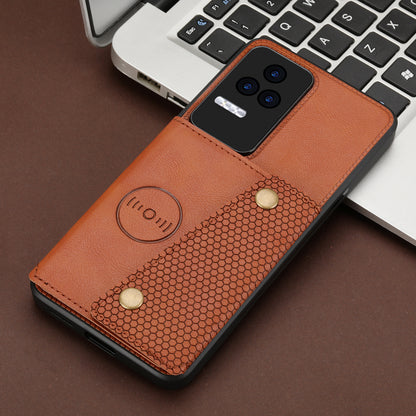 For Xiaomi Redmi K40S 5G / Poco F4 5G Card Holder Kickstand PU Leather Coated TPU Anti-fall Phone Cover