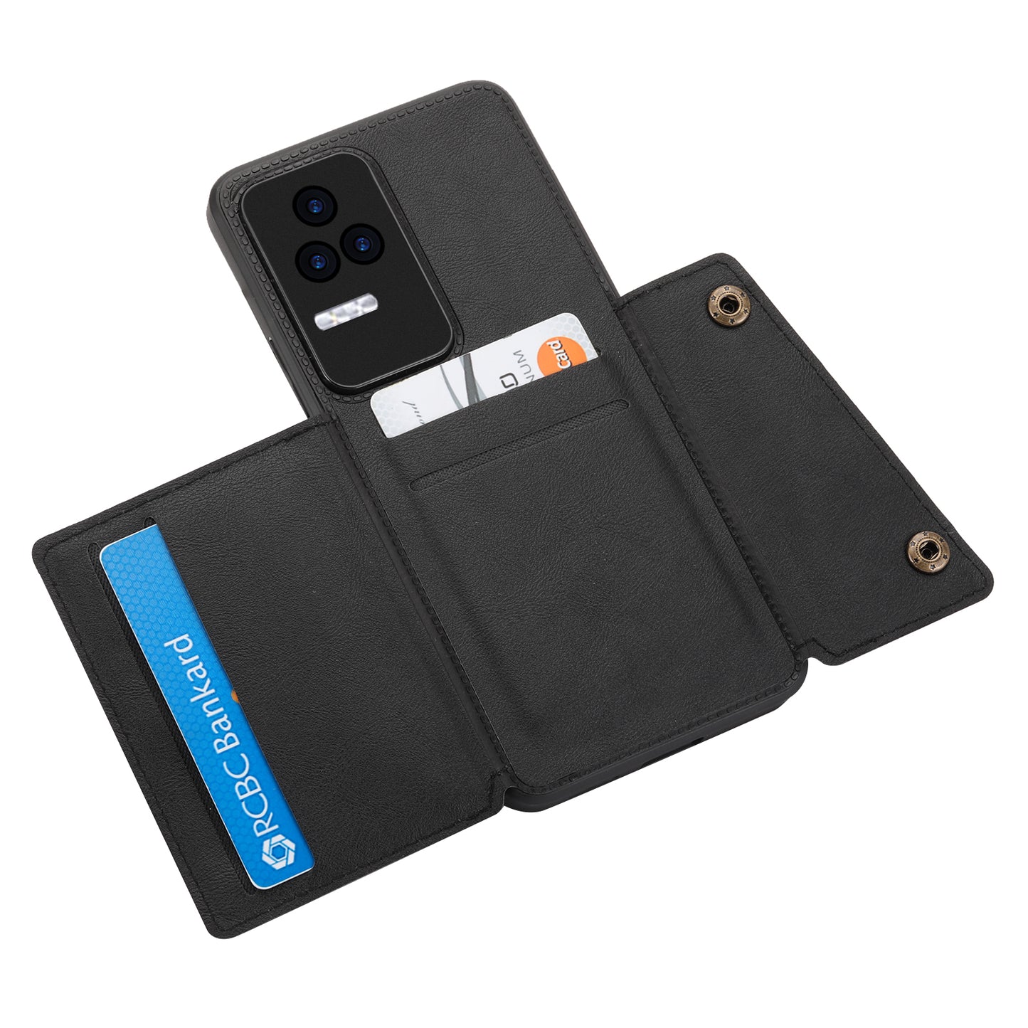 For Xiaomi Redmi K40S 5G / Poco F4 5G Card Holder Kickstand PU Leather Coated TPU Anti-fall Phone Cover