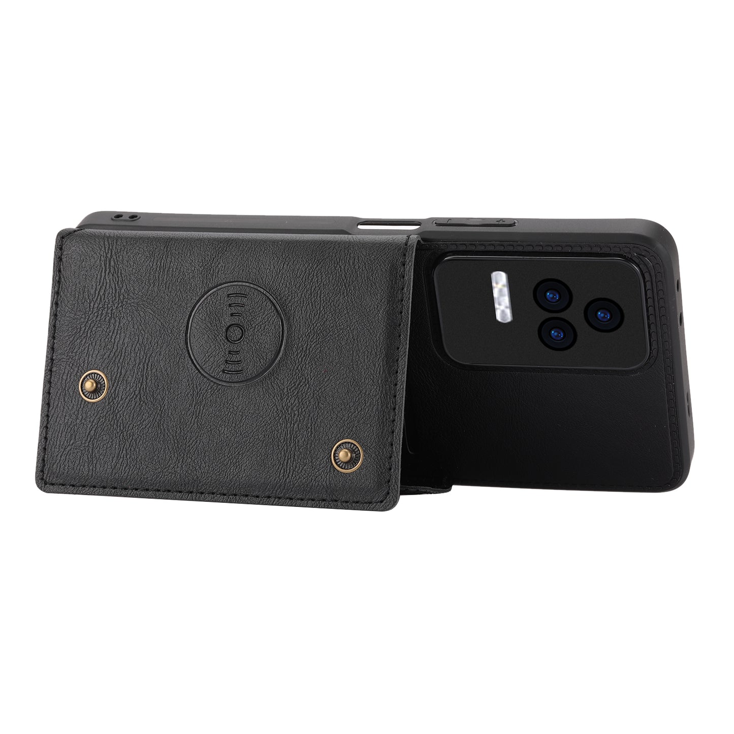 For Xiaomi Redmi K40S 5G / Poco F4 5G Card Holder Kickstand PU Leather Coated TPU Anti-fall Phone Cover