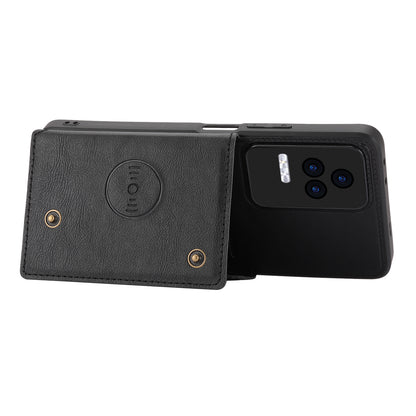 For Xiaomi Redmi K40S 5G / Poco F4 5G Card Holder Kickstand PU Leather Coated TPU Anti-fall Phone Cover