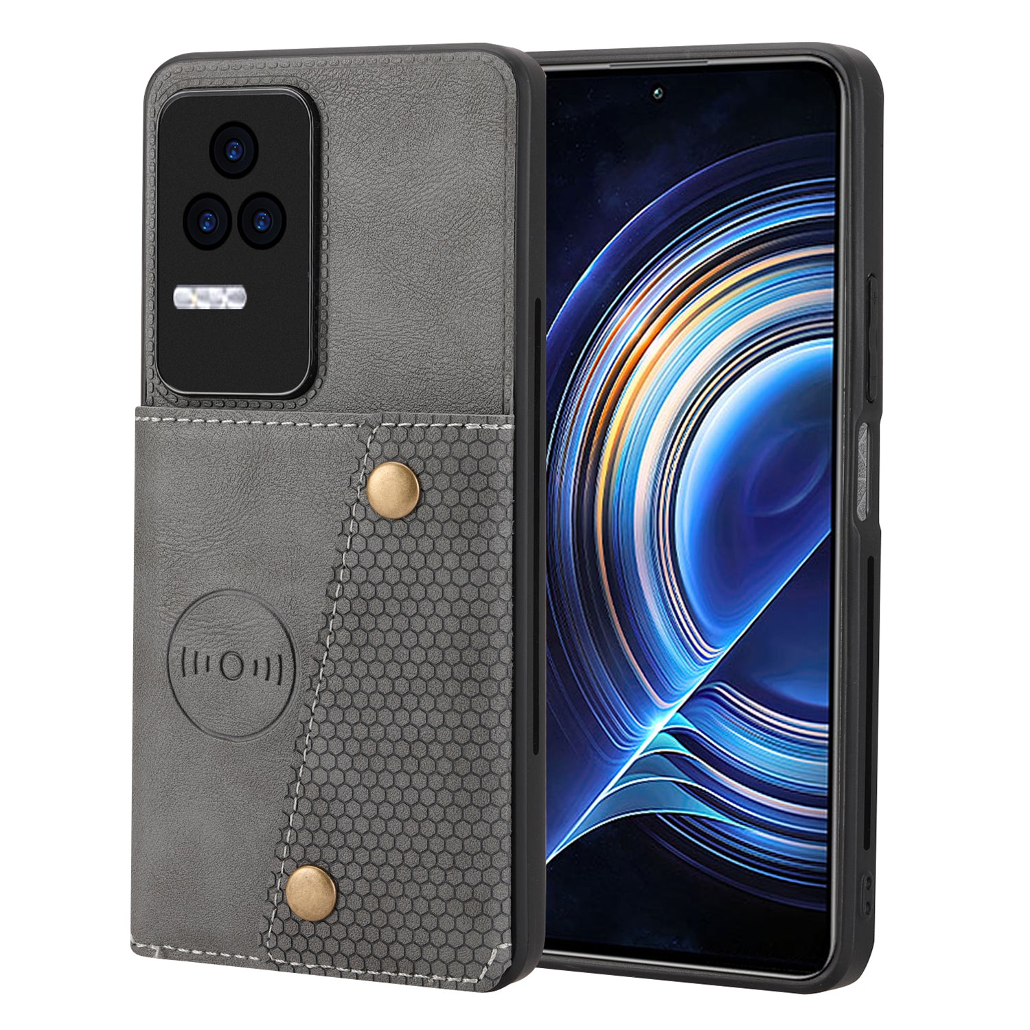 For Xiaomi Redmi K40S 5G / Poco F4 5G Card Holder Kickstand PU Leather Coated TPU Anti-fall Phone Cover
