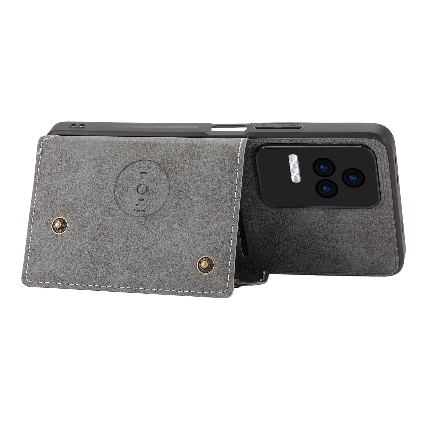 For Xiaomi Redmi K40S 5G / Poco F4 5G Card Holder Kickstand PU Leather Coated TPU Anti-fall Phone Cover