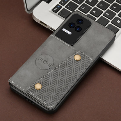 For Xiaomi Redmi K40S 5G / Poco F4 5G Card Holder Kickstand PU Leather Coated TPU Anti-fall Phone Cover