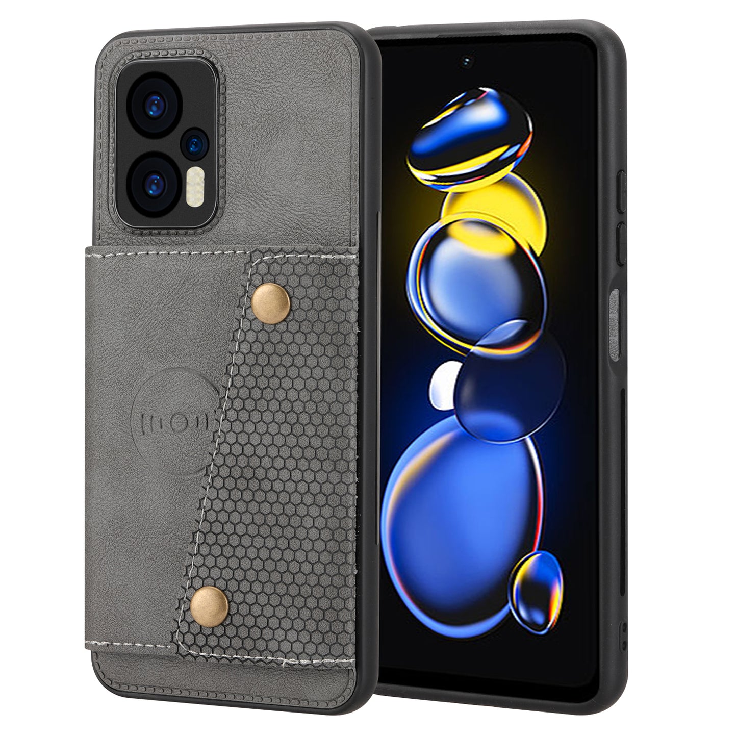 For Xiaomi Redmi Note 12 Turbo / Poco F5 5G Kickstand PU Leather Coated TPU Phone Cover with Card Slots