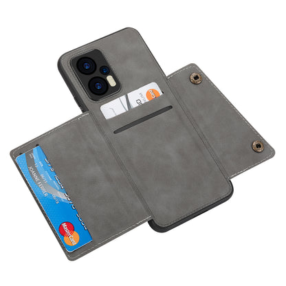 For Xiaomi Redmi Note 12 Turbo / Poco F5 5G Kickstand PU Leather Coated TPU Phone Cover with Card Slots