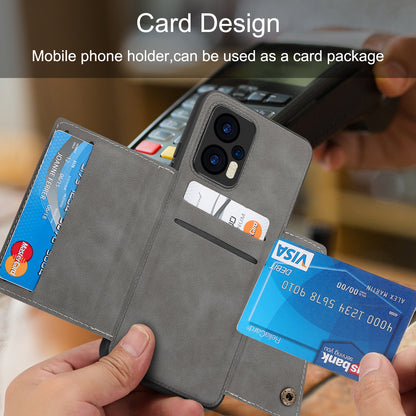 For Xiaomi Redmi Note 12 Turbo / Poco F5 5G Kickstand PU Leather Coated TPU Phone Cover with Card Slots