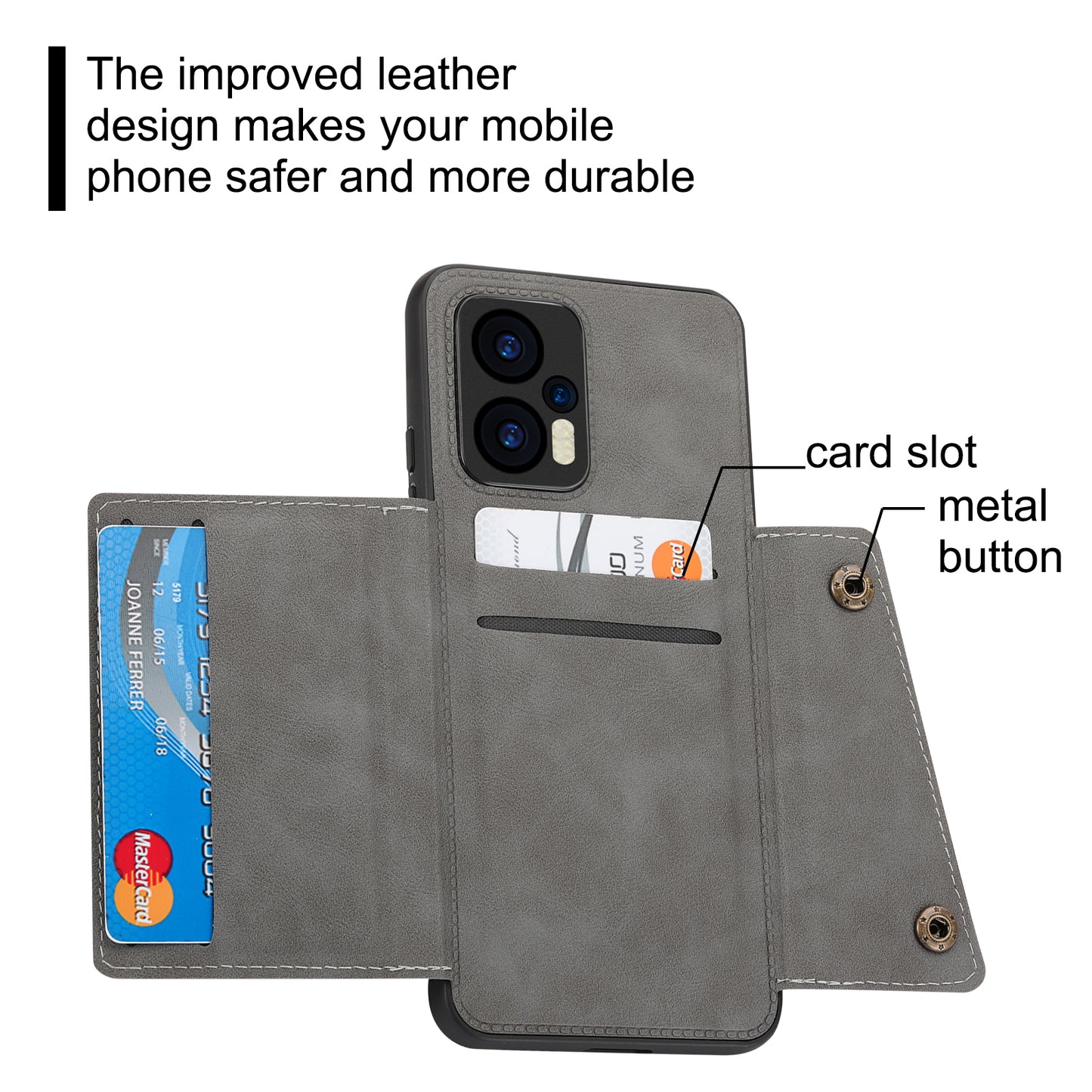 For Xiaomi Redmi Note 12 Turbo / Poco F5 5G Kickstand PU Leather Coated TPU Phone Cover with Card Slots