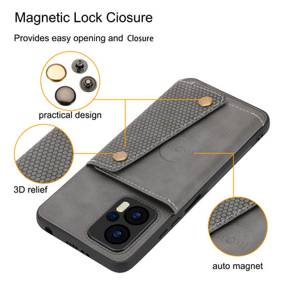 For Xiaomi Redmi Note 12 Turbo / Poco F5 5G Kickstand PU Leather Coated TPU Phone Cover with Card Slots