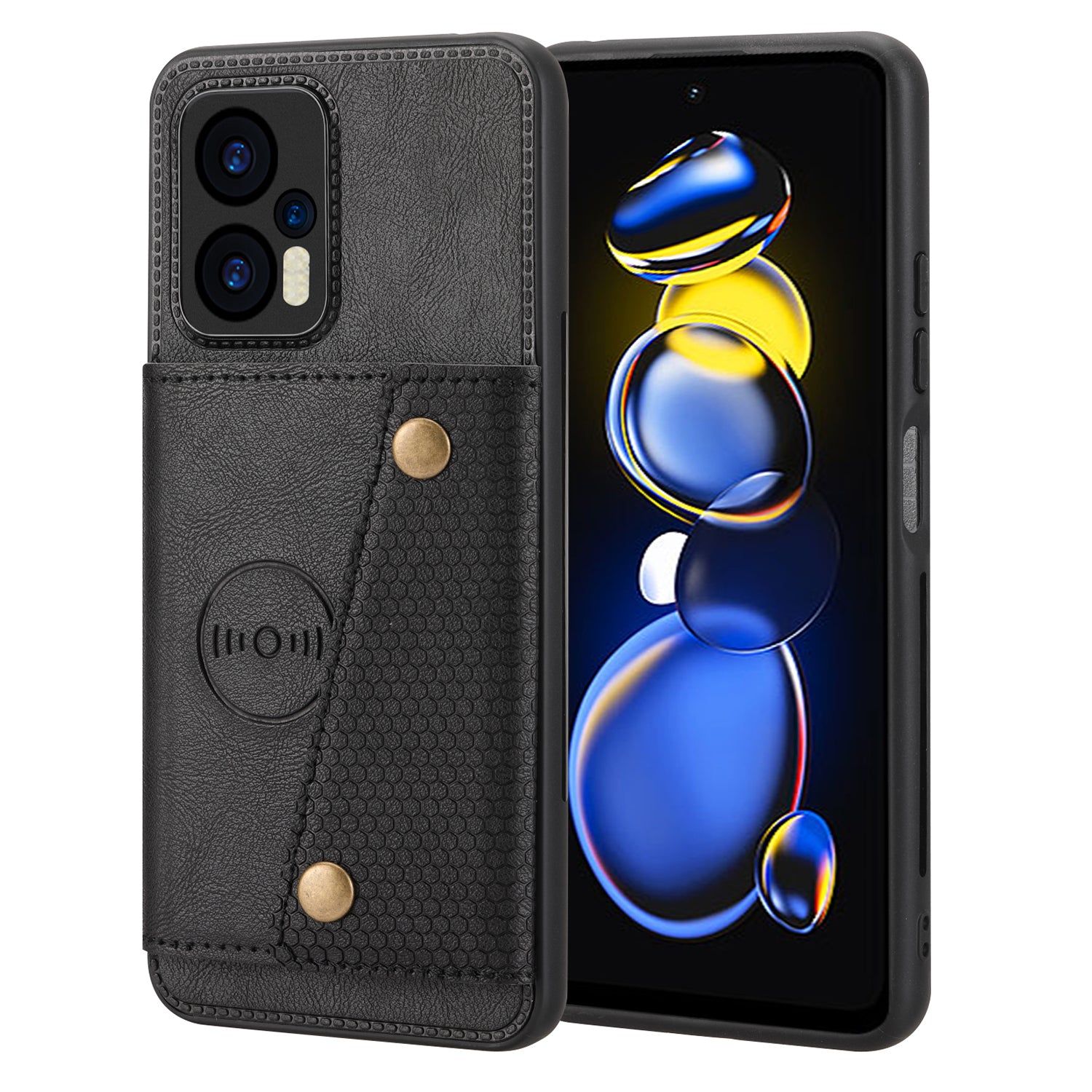 For Xiaomi Redmi Note 12 Turbo / Poco F5 5G Kickstand PU Leather Coated TPU Phone Cover with Card Slots