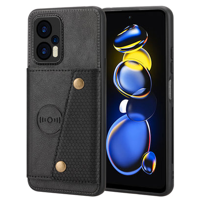 For Xiaomi Redmi Note 12 Turbo / Poco F5 5G Kickstand PU Leather Coated TPU Phone Cover with Card Slots