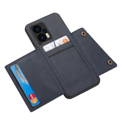 For Xiaomi Redmi Note 12 Turbo / Poco F5 5G Kickstand PU Leather Coated TPU Phone Cover with Card Slots
