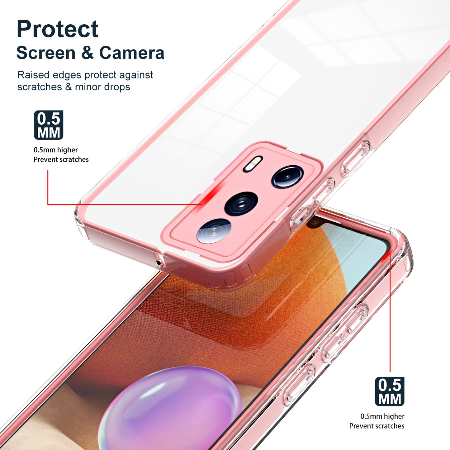 For Xiaomi 13 Lite / Civi 2 5G TPU Backplate + PC Frame + PC Camera Ring Hybrid Case Clear Shockproof Phone Cover