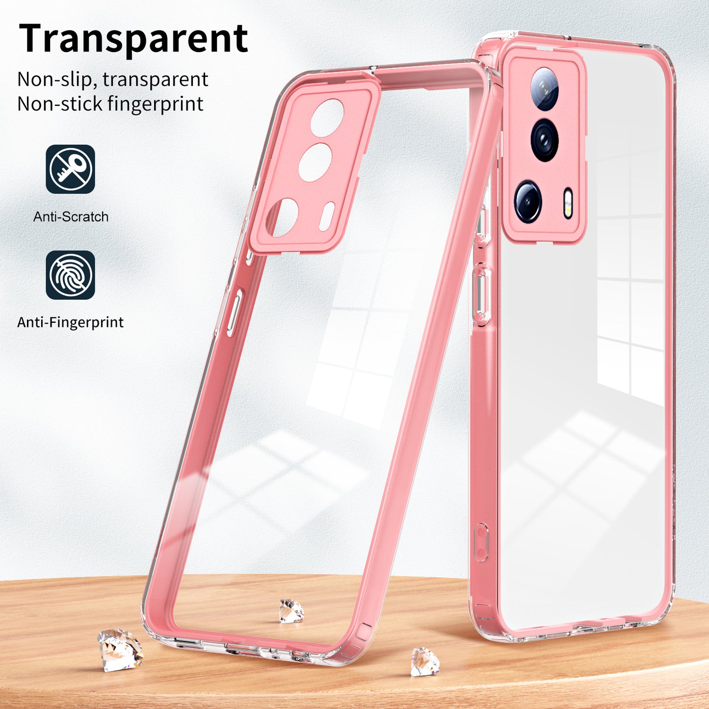 For Xiaomi 13 Lite / Civi 2 5G TPU Backplate + PC Frame + PC Camera Ring Hybrid Case Clear Shockproof Phone Cover