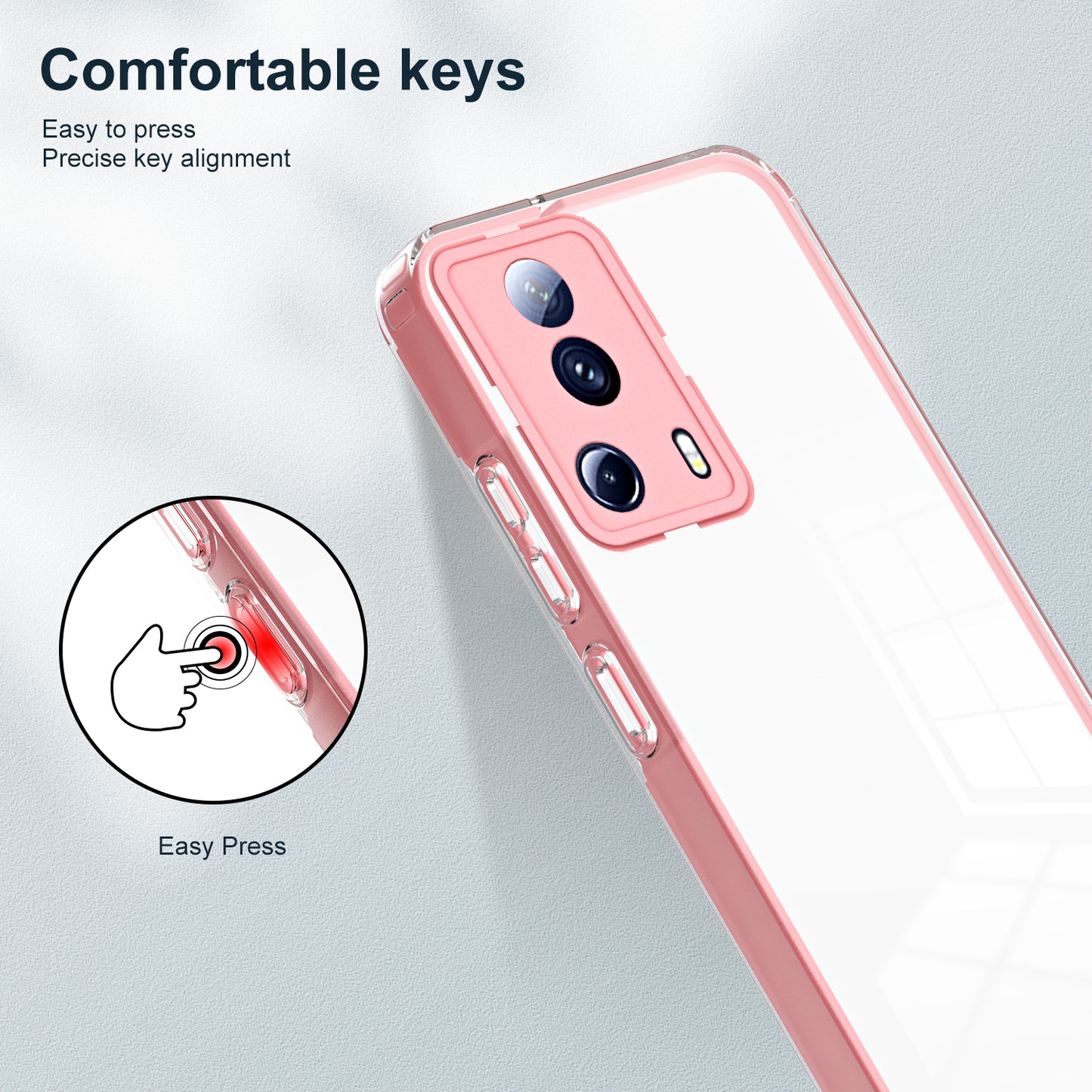 For Xiaomi 13 Lite / Civi 2 5G TPU Backplate + PC Frame + PC Camera Ring Hybrid Case Clear Shockproof Phone Cover