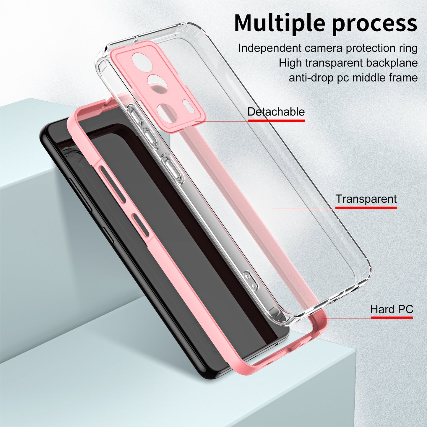 For Xiaomi 13 Lite / Civi 2 5G TPU Backplate + PC Frame + PC Camera Ring Hybrid Case Clear Shockproof Phone Cover