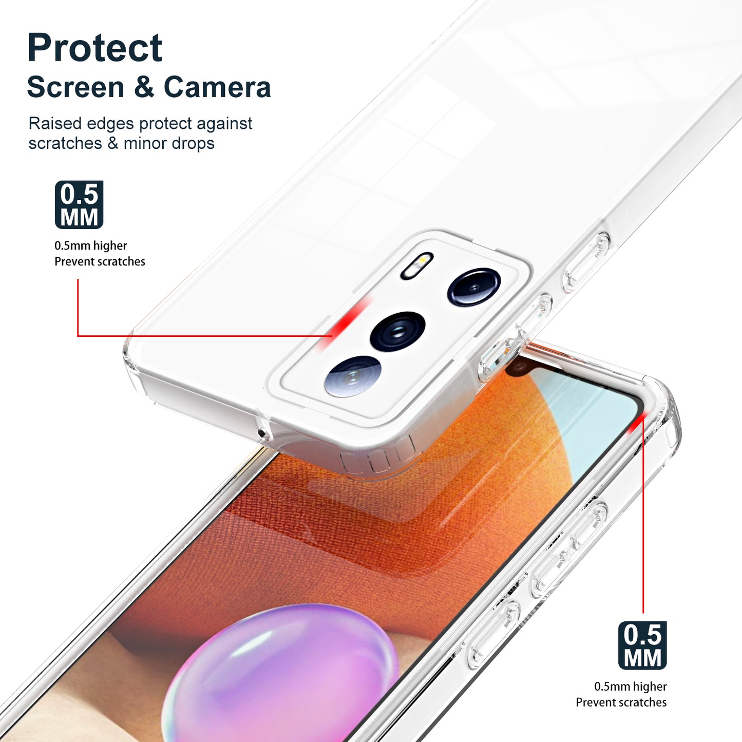 For Xiaomi 13 Lite / Civi 2 5G TPU Backplate + PC Frame + PC Camera Ring Hybrid Case Clear Shockproof Phone Cover