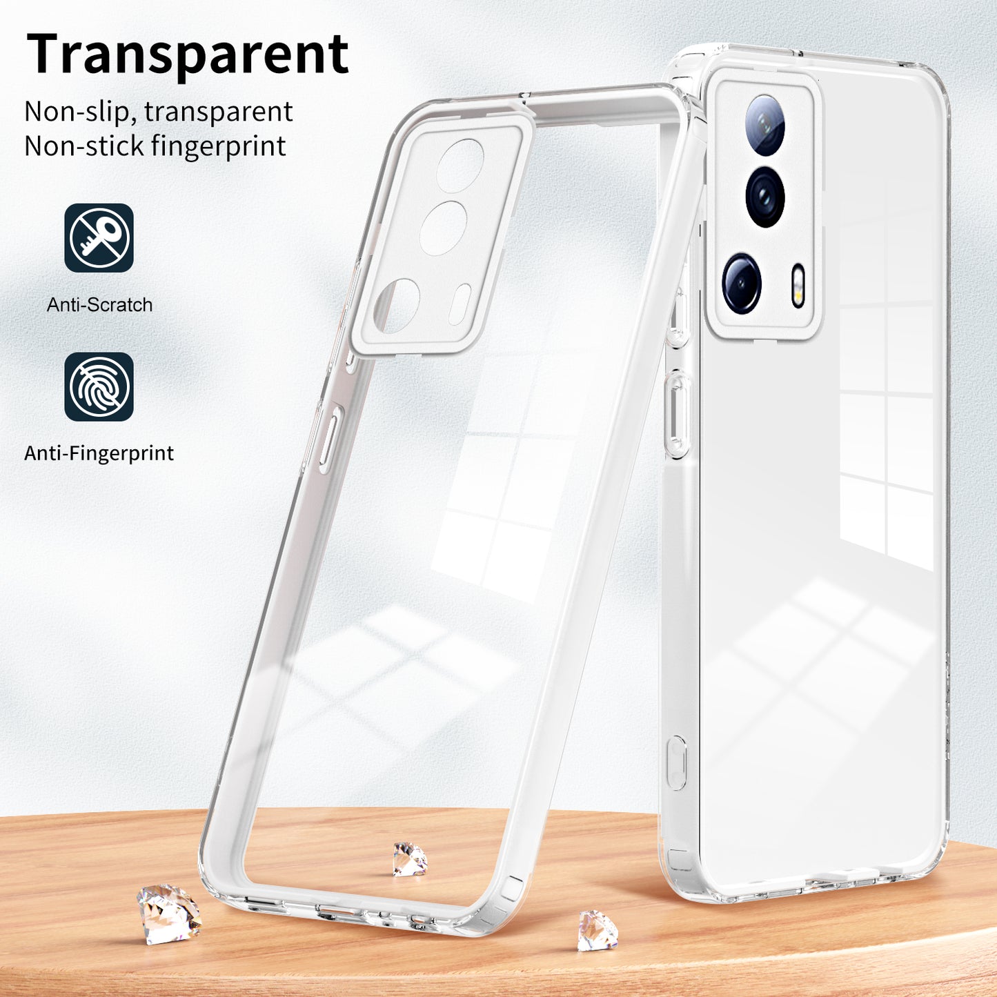 For Xiaomi 13 Lite / Civi 2 5G TPU Backplate + PC Frame + PC Camera Ring Hybrid Case Clear Shockproof Phone Cover