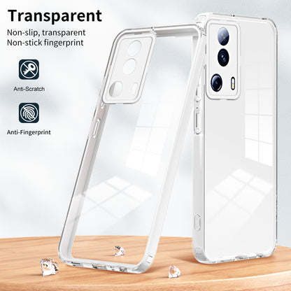 For Xiaomi 13 Lite / Civi 2 5G TPU Backplate + PC Frame + PC Camera Ring Hybrid Case Clear Shockproof Phone Cover