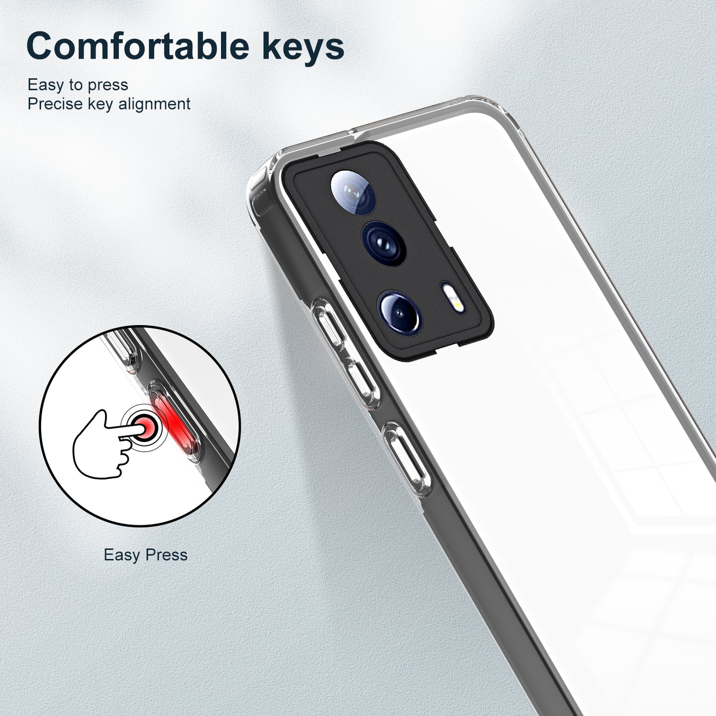 For Xiaomi 13 Lite / Civi 2 5G TPU Backplate + PC Frame + PC Camera Ring Hybrid Case Clear Shockproof Phone Cover