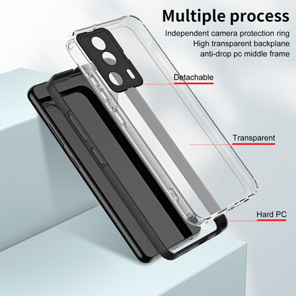 For Xiaomi 13 Lite / Civi 2 5G TPU Backplate + PC Frame + PC Camera Ring Hybrid Case Clear Shockproof Phone Cover