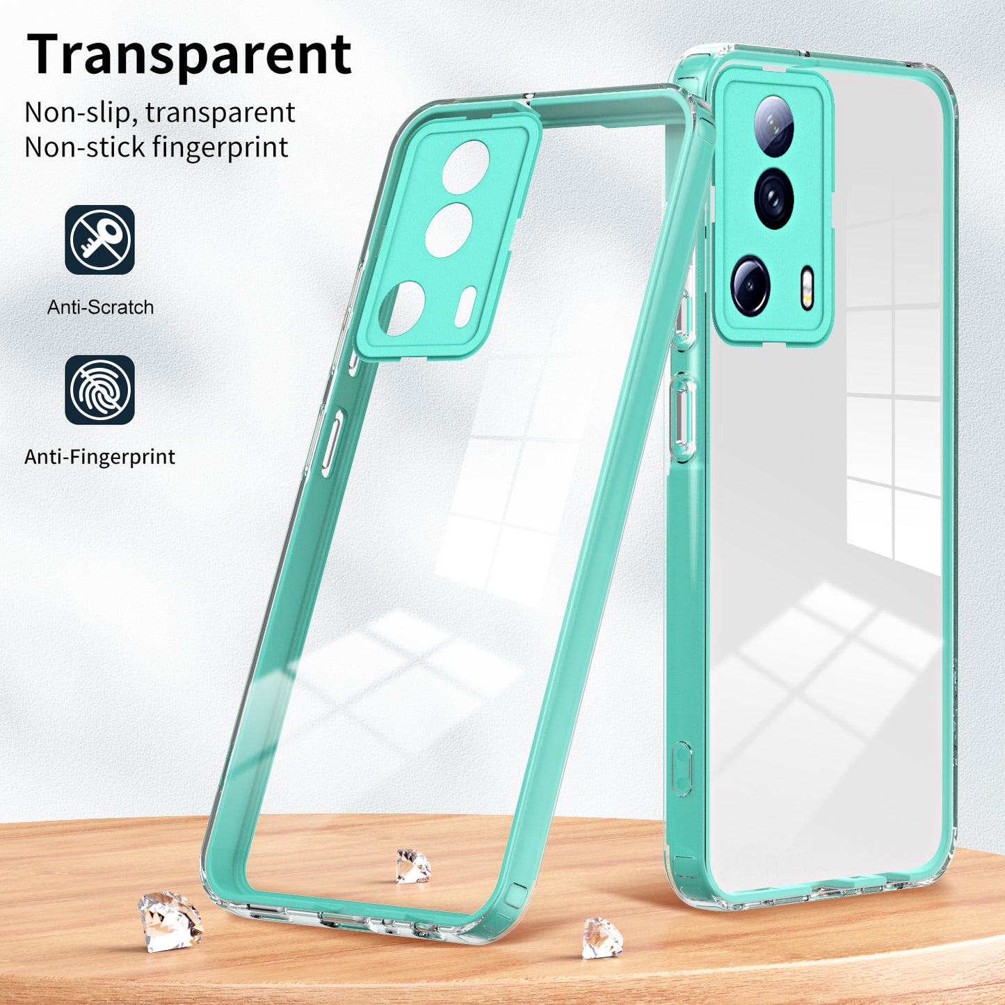 For Xiaomi 13 Lite / Civi 2 5G TPU Backplate + PC Frame + PC Camera Ring Hybrid Case Clear Shockproof Phone Cover
