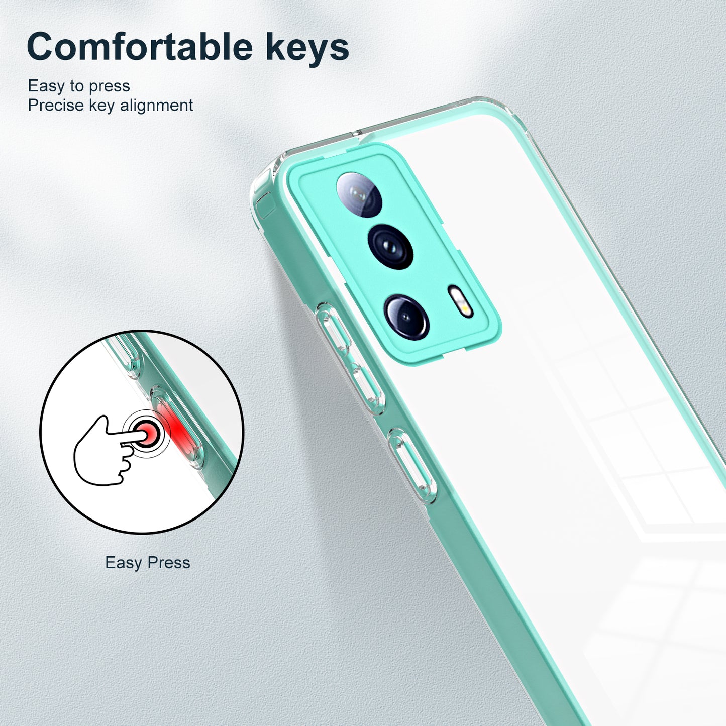 For Xiaomi 13 Lite / Civi 2 5G TPU Backplate + PC Frame + PC Camera Ring Hybrid Case Clear Shockproof Phone Cover