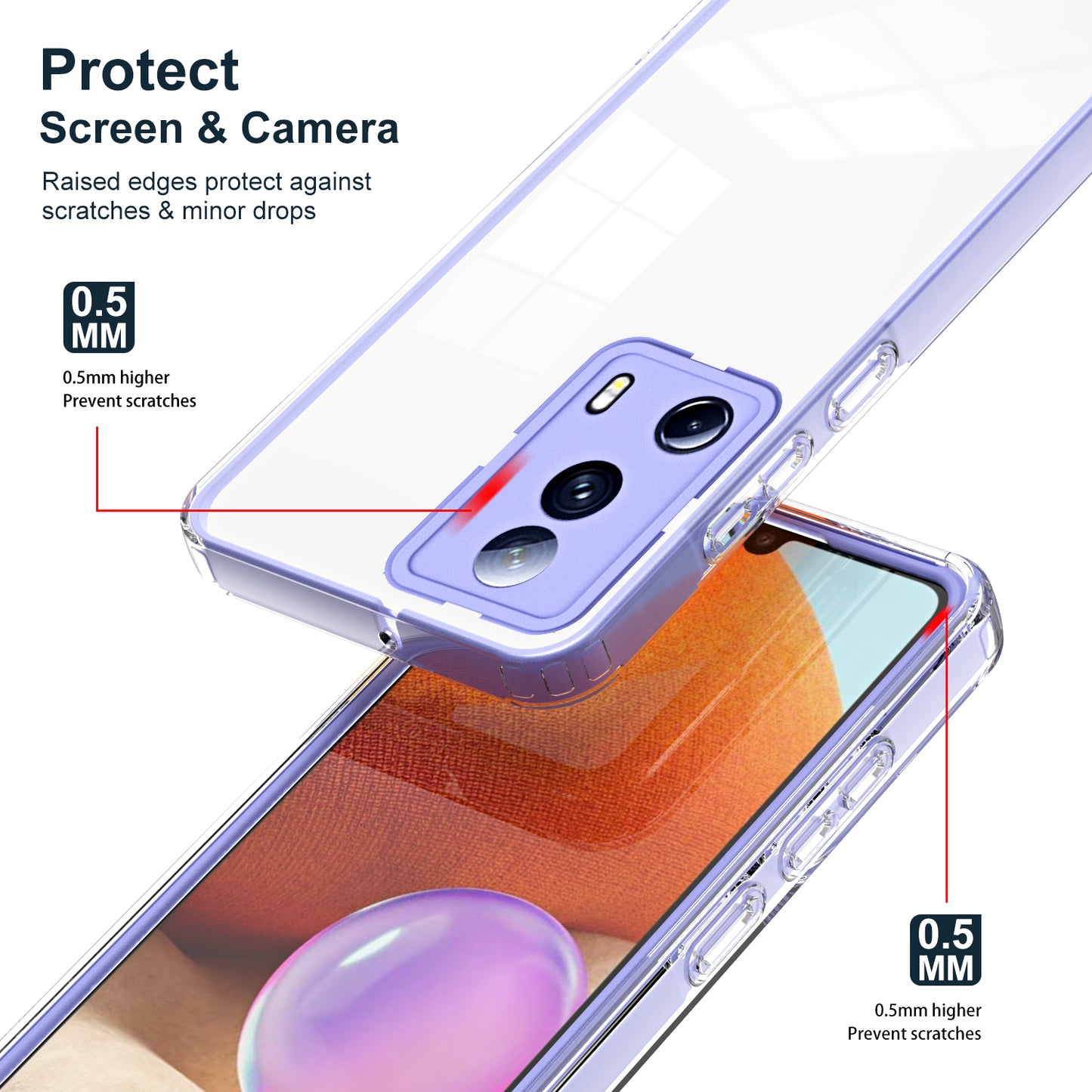 For Xiaomi 13 Lite / Civi 2 5G TPU Backplate + PC Frame + PC Camera Ring Hybrid Case Clear Shockproof Phone Cover