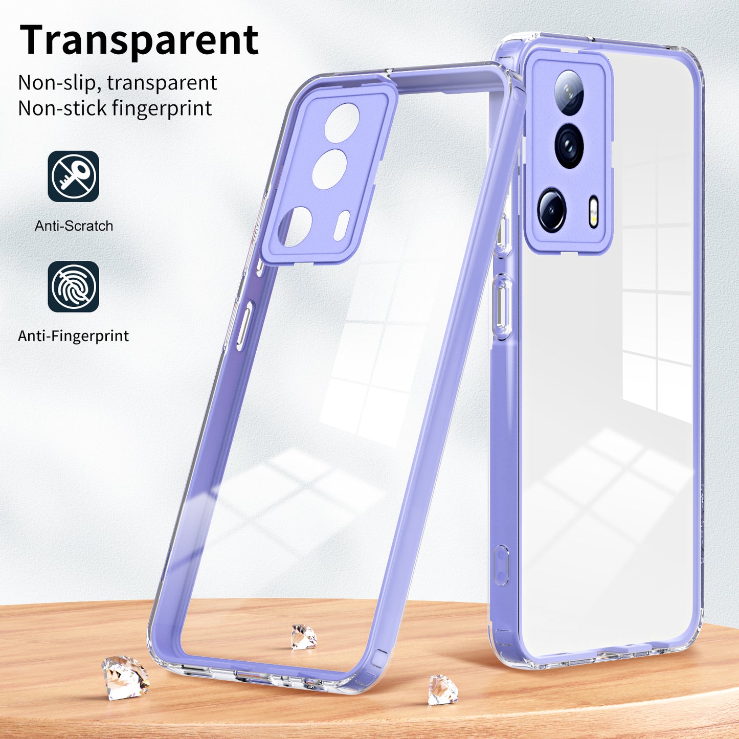 For Xiaomi 13 Lite / Civi 2 5G TPU Backplate + PC Frame + PC Camera Ring Hybrid Case Clear Shockproof Phone Cover