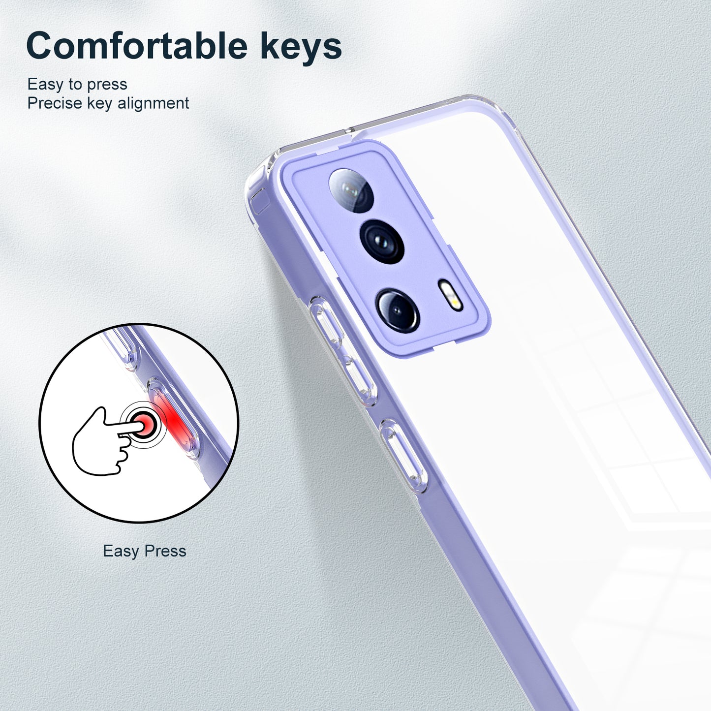 For Xiaomi 13 Lite / Civi 2 5G TPU Backplate + PC Frame + PC Camera Ring Hybrid Case Clear Shockproof Phone Cover