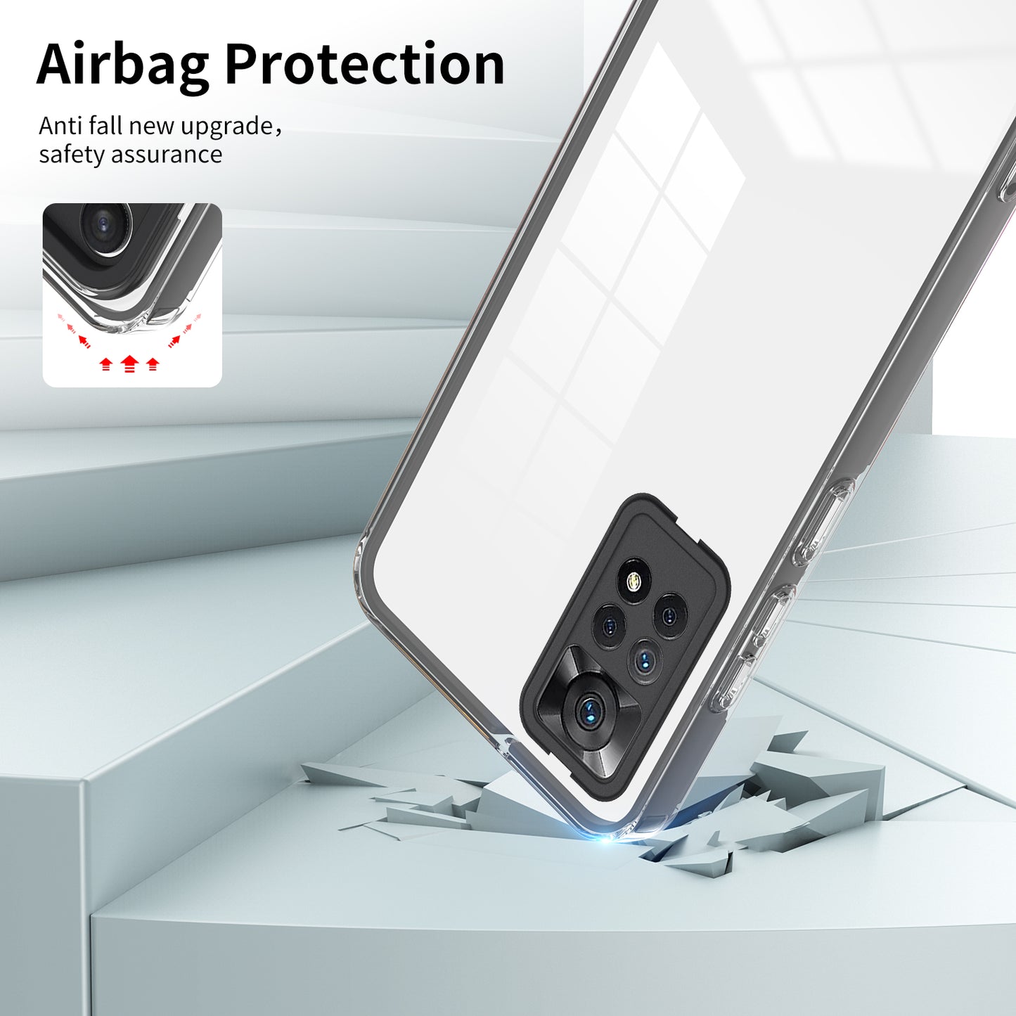 For Xiaomi Redmi Note 12 Pro 4G Phone Case TPU Backplate + PC Frame + PC Camera Ring Clear Cover