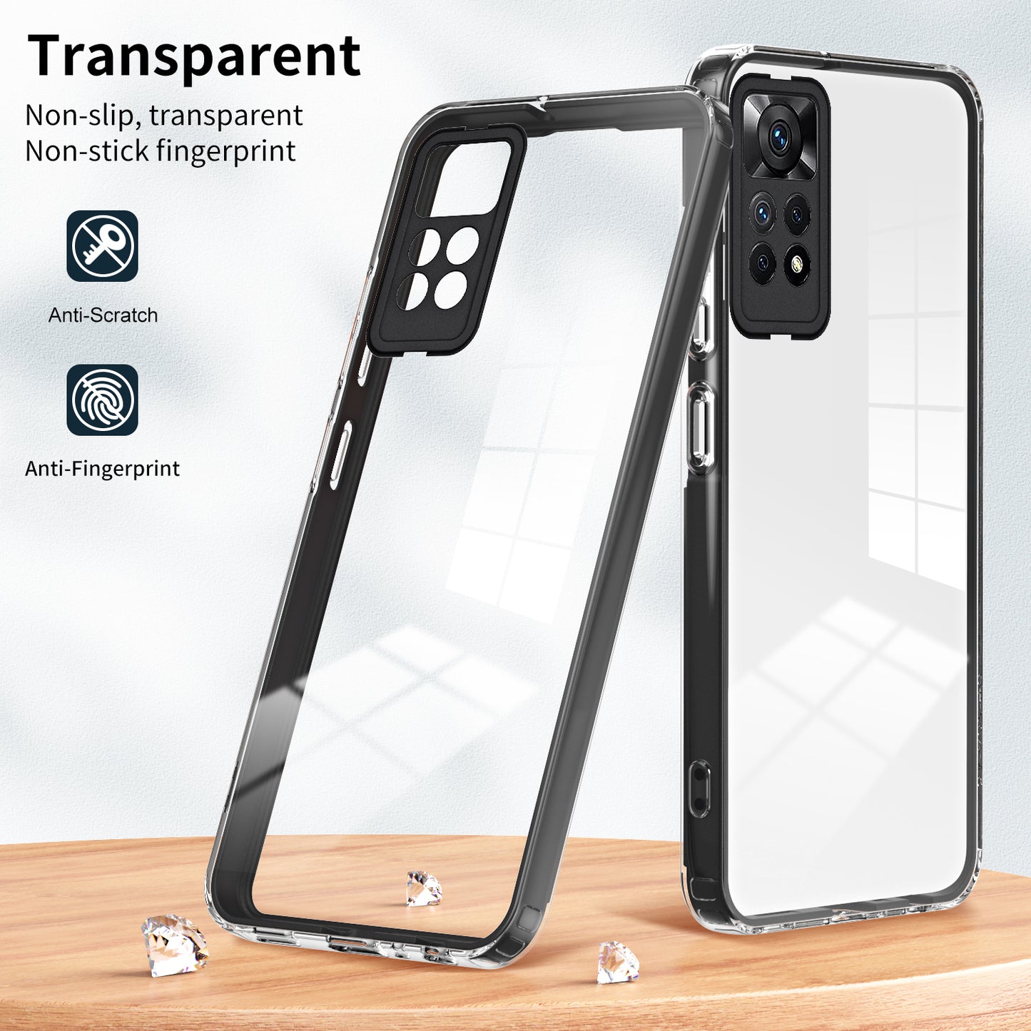 For Xiaomi Redmi Note 12 Pro 4G Phone Case TPU Backplate + PC Frame + PC Camera Ring Clear Cover