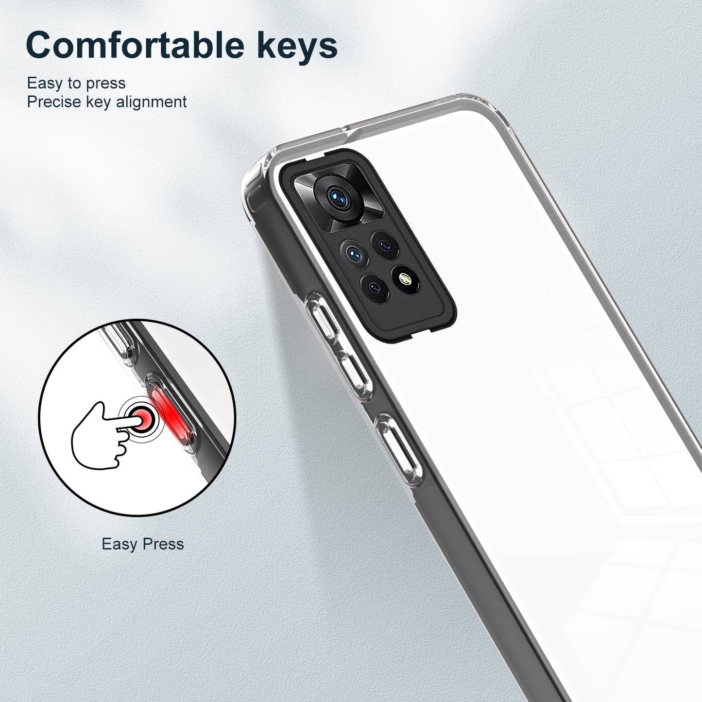 For Xiaomi Redmi Note 12 Pro 4G Phone Case TPU Backplate + PC Frame + PC Camera Ring Clear Cover