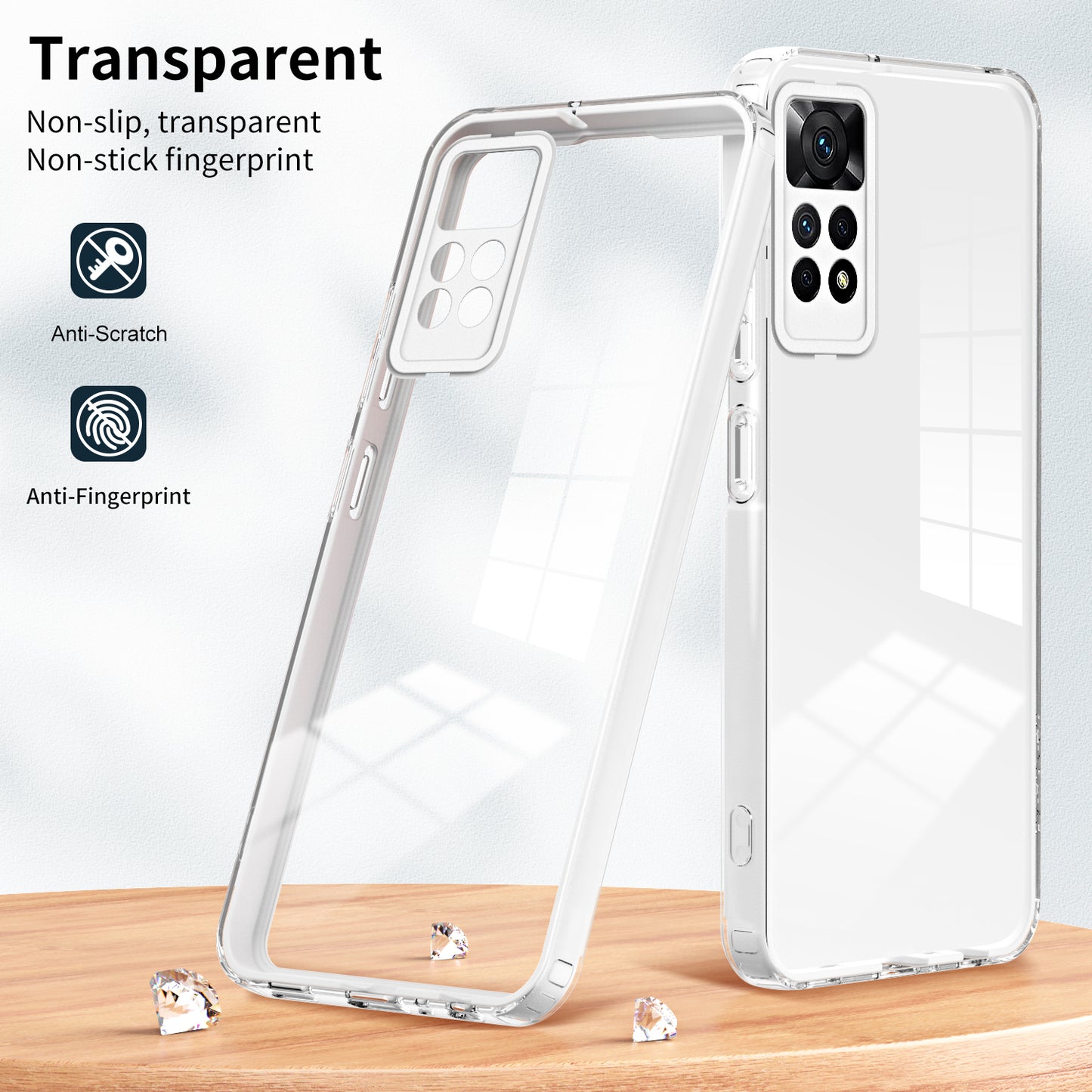 For Xiaomi Redmi Note 12 Pro 4G Phone Case TPU Backplate + PC Frame + PC Camera Ring Clear Cover
