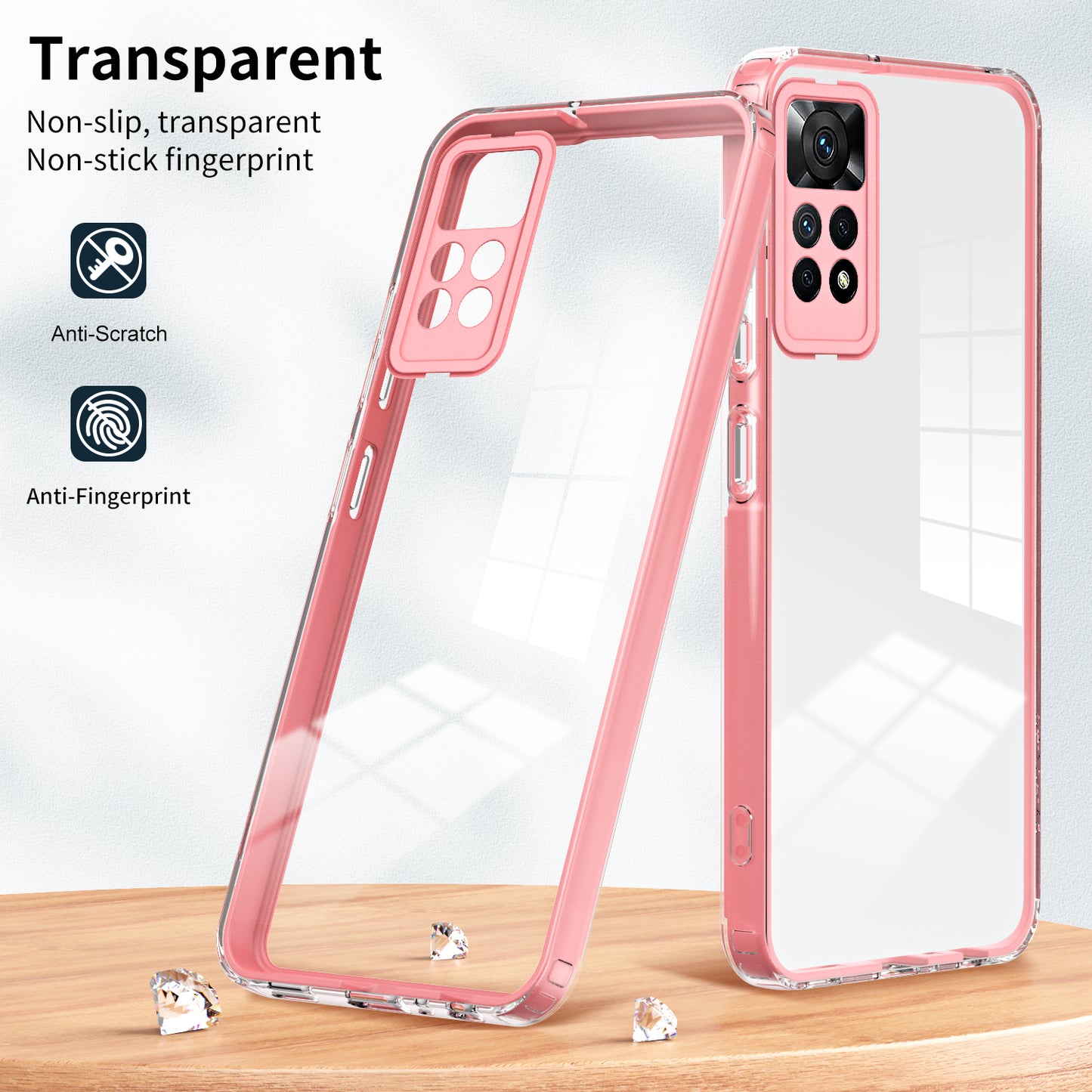 For Xiaomi Redmi Note 12 Pro 4G Phone Case TPU Backplate + PC Frame + PC Camera Ring Clear Cover