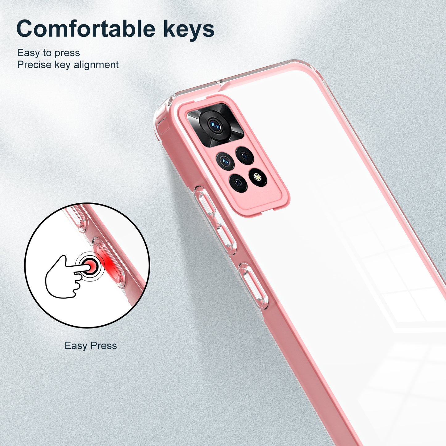 For Xiaomi Redmi Note 12 Pro 4G Phone Case TPU Backplate + PC Frame + PC Camera Ring Clear Cover