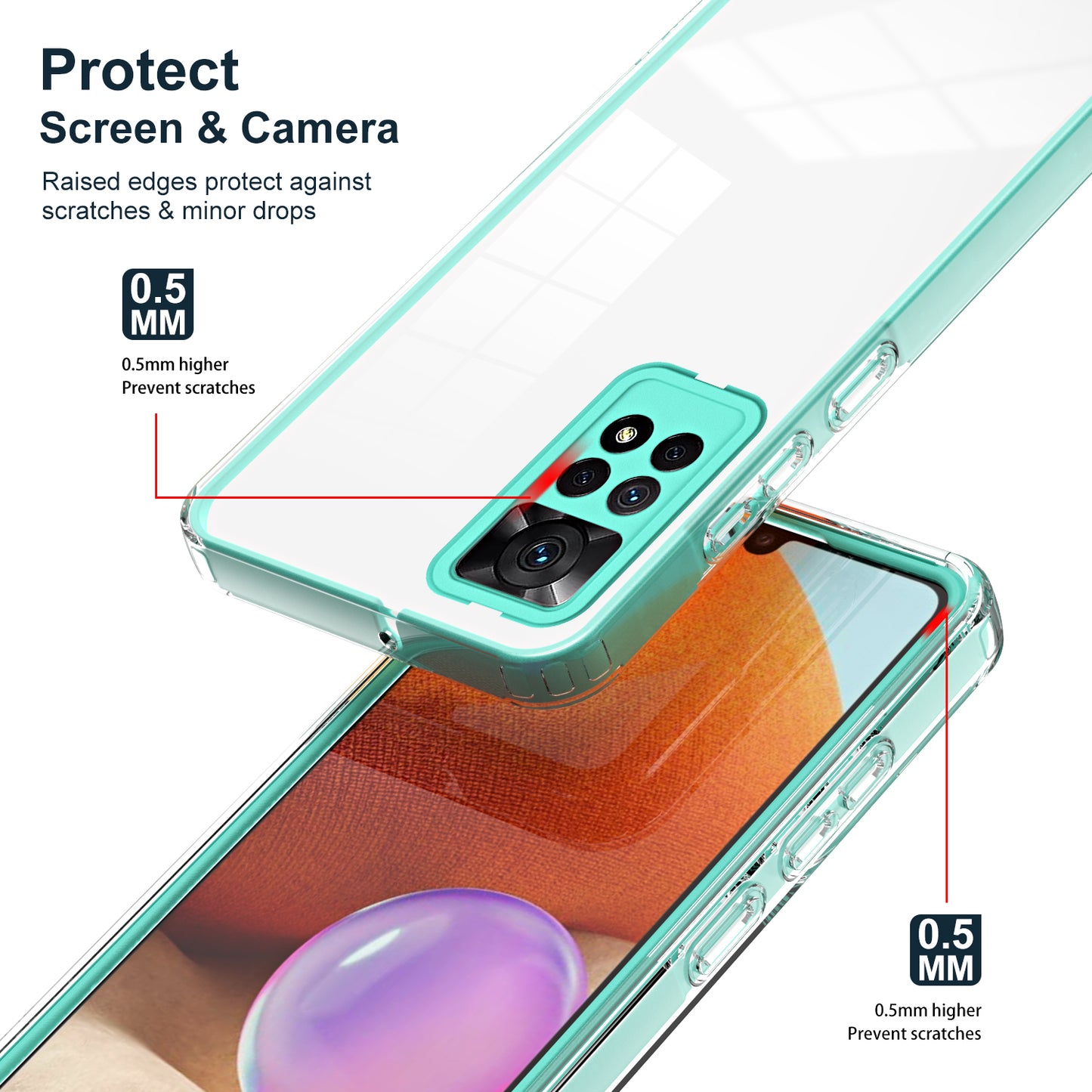 For Xiaomi Redmi Note 12 Pro 4G Phone Case TPU Backplate + PC Frame + PC Camera Ring Clear Cover