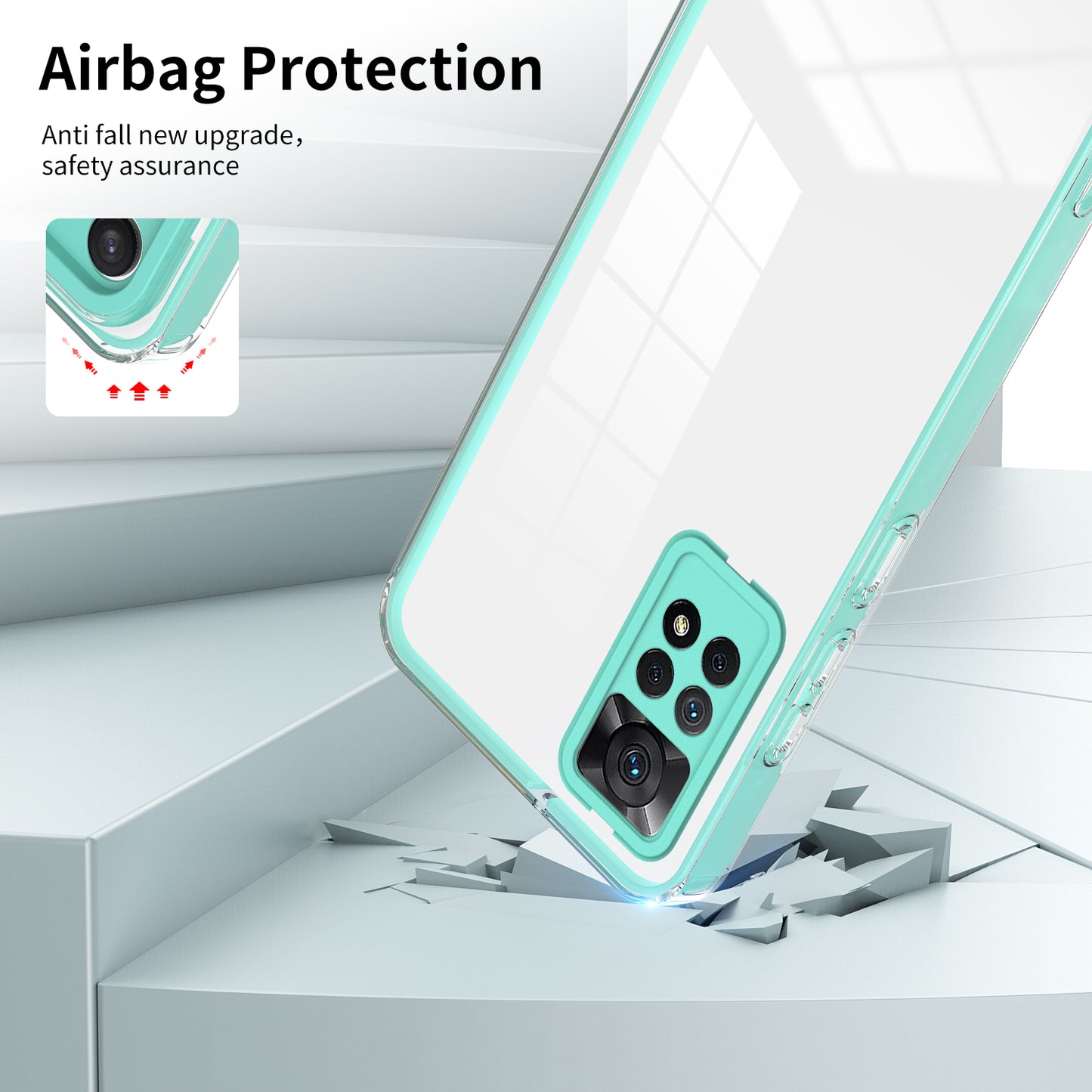 For Xiaomi Redmi Note 12 Pro 4G Phone Case TPU Backplate + PC Frame + PC Camera Ring Clear Cover