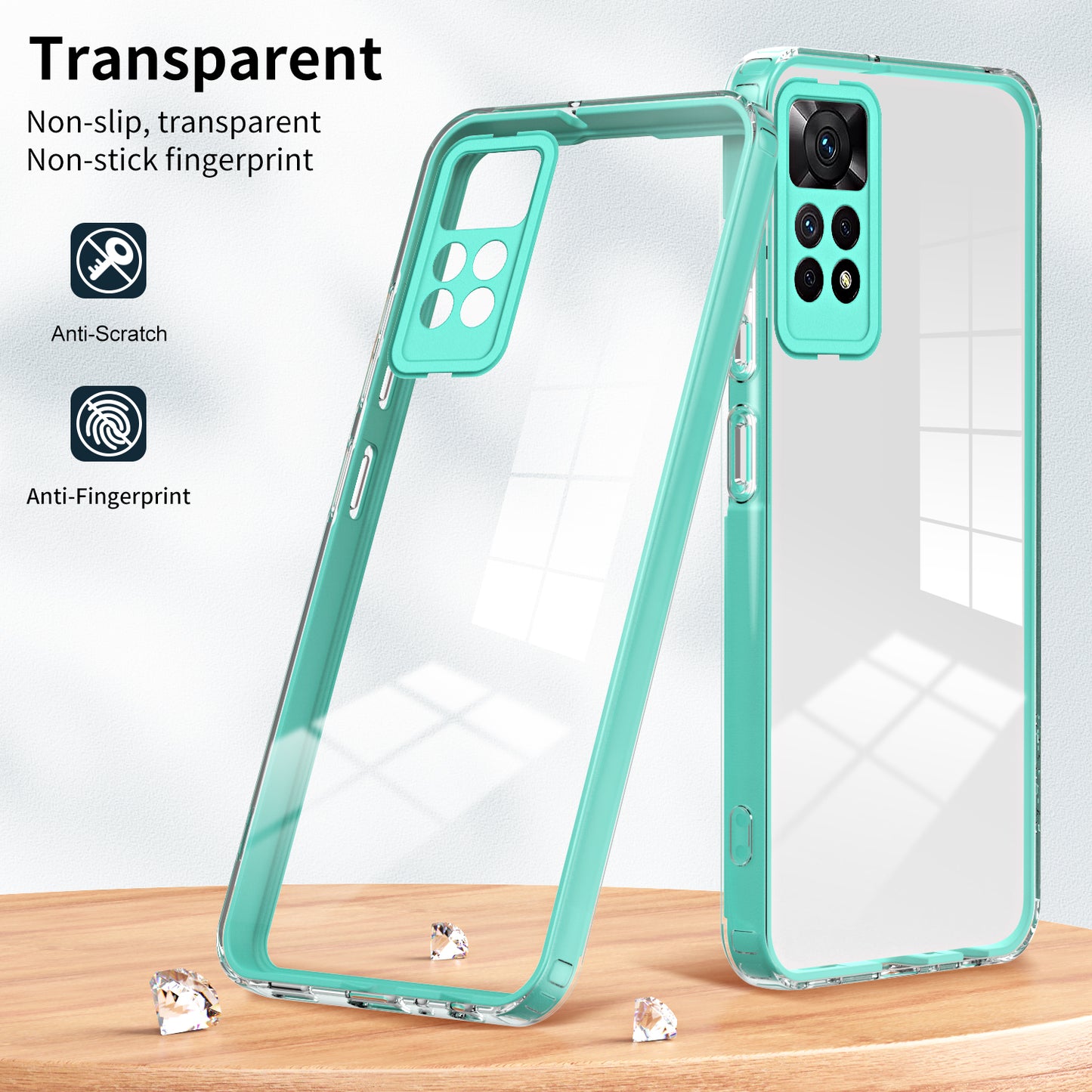 For Xiaomi Redmi Note 12 Pro 4G Phone Case TPU Backplate + PC Frame + PC Camera Ring Clear Cover