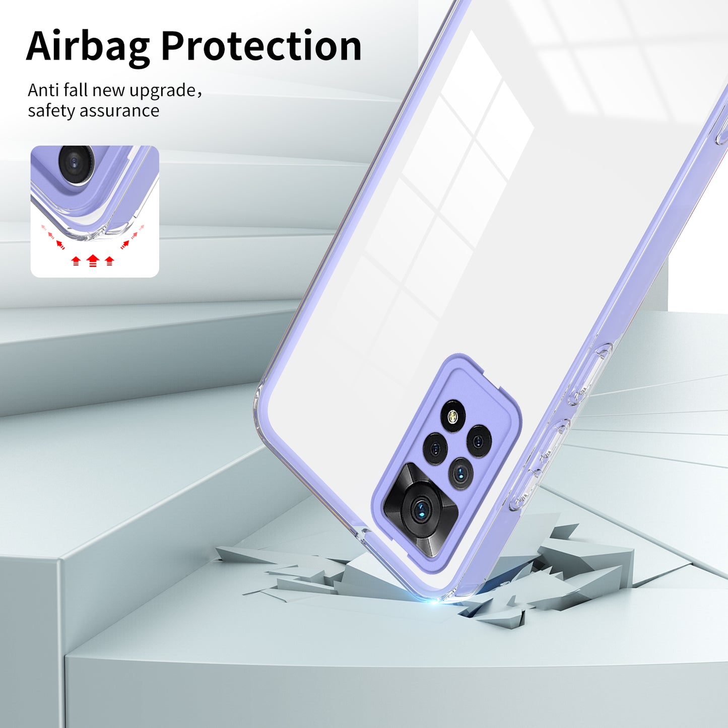 For Xiaomi Redmi Note 12 Pro 4G Phone Case TPU Backplate + PC Frame + PC Camera Ring Clear Cover