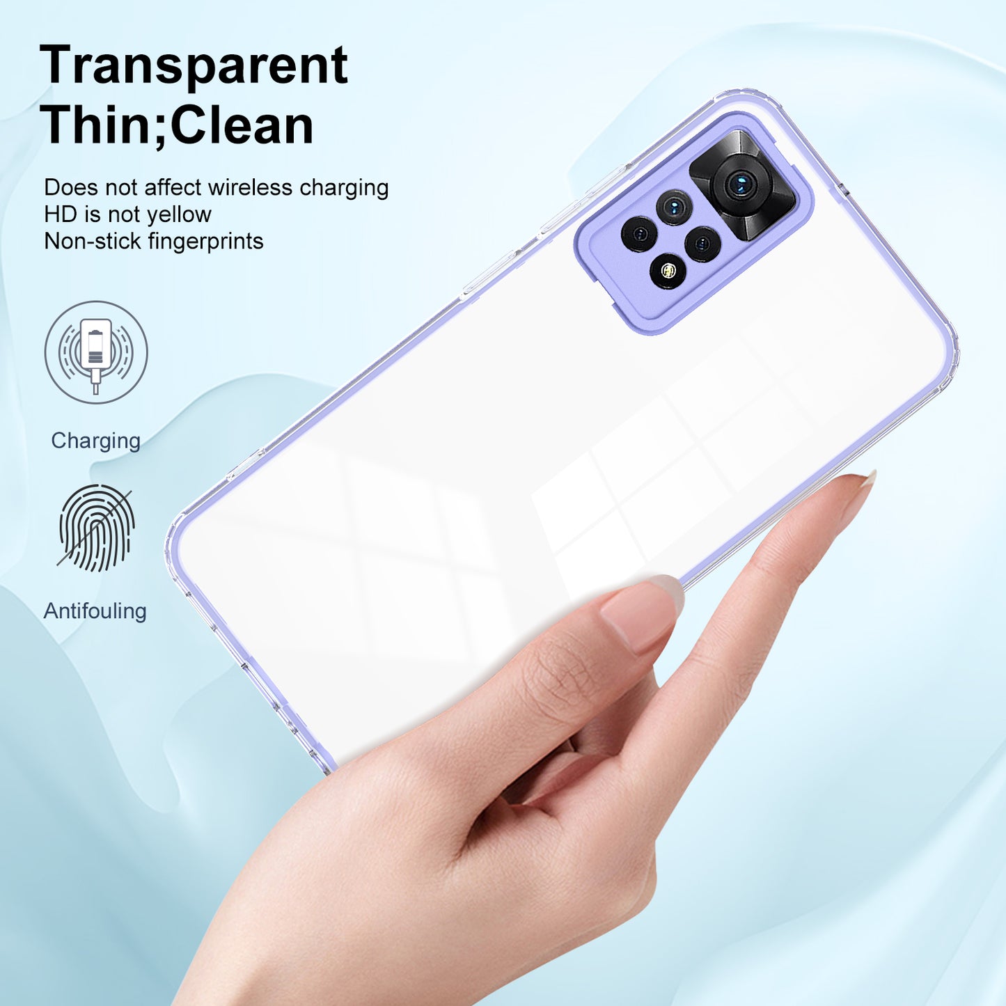 For Xiaomi Redmi Note 12 Pro 4G Phone Case TPU Backplate + PC Frame + PC Camera Ring Clear Cover