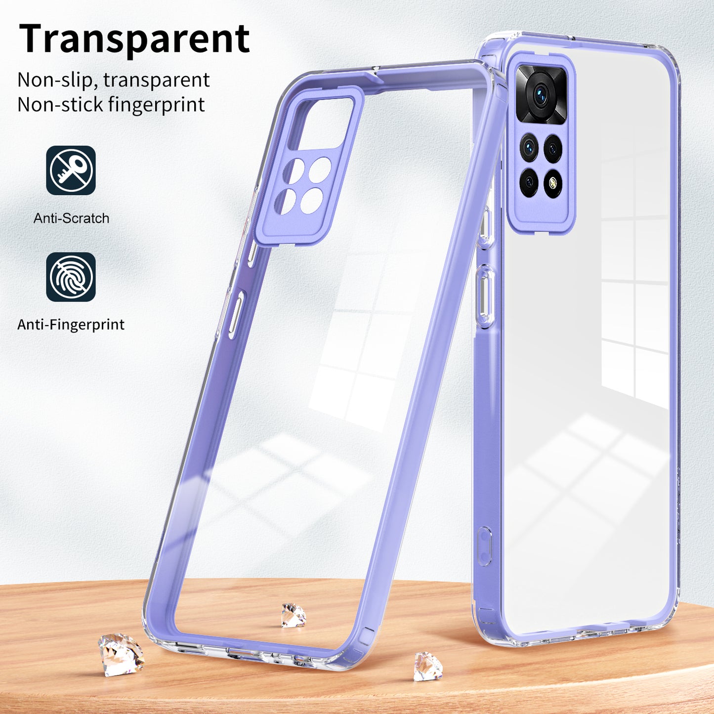 For Xiaomi Redmi Note 12 Pro 4G Phone Case TPU Backplate + PC Frame + PC Camera Ring Clear Cover